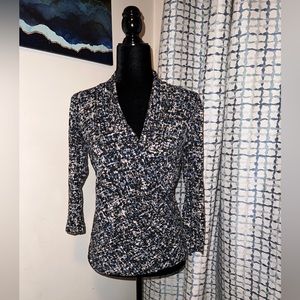 Fitted Wrap Long Sleeve Dressy Top